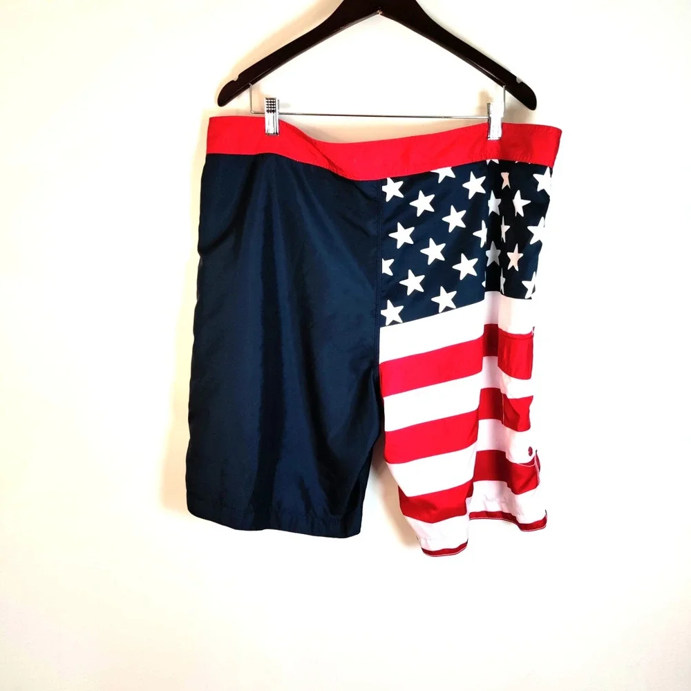 Old Navy American Flag Patriotic Board Swim Resorts Beach Graphic Shorts Men XXL